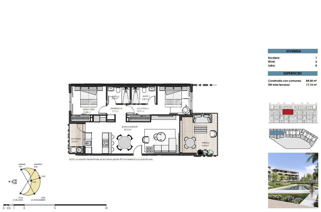 Takvåning i Torre-Pacheco, Murcia, Spanien 3 sovrum, 109 kvm. Nr. 121206