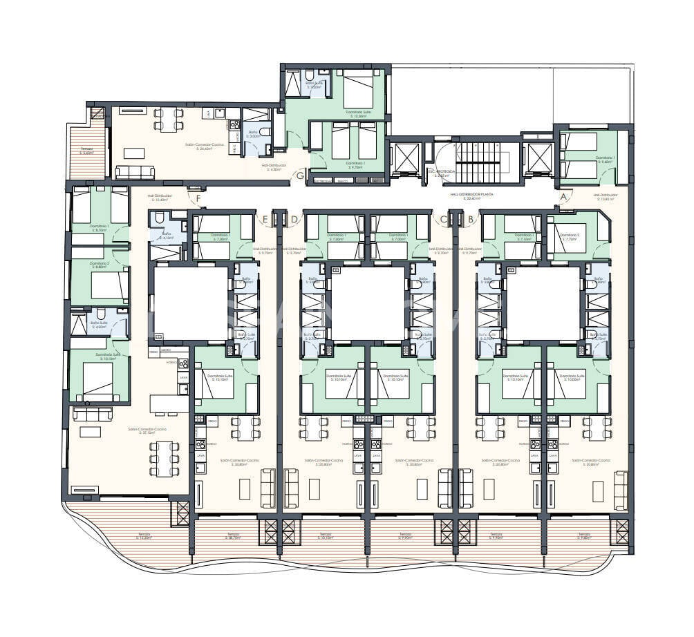 Пентхаус в Торревьеха, Аликанте, Испания 2 спальни, 53м2 №121209