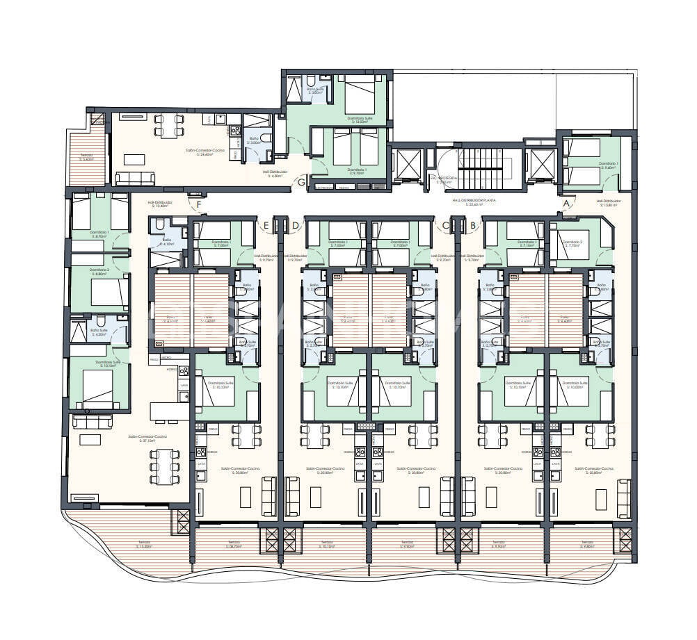 Пентхаус в Торревьеха, Аликанте, Испания 2 спальни, 53м2 №121209