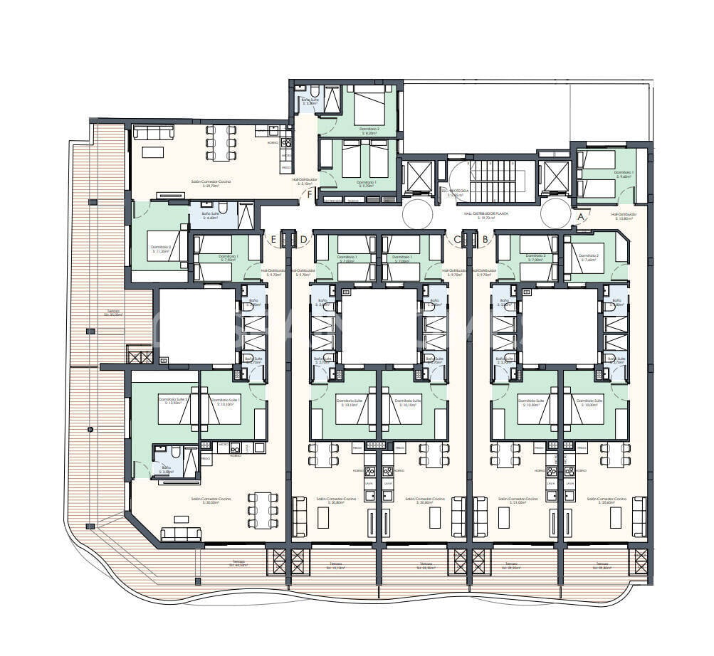 Пентхаус в Торревьеха, Аликанте, Испания 2 спальни, 53м2 №121209