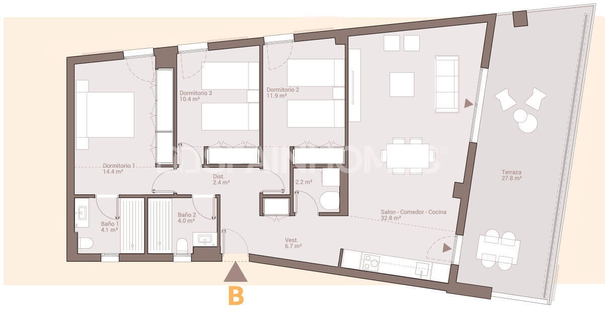 Dzīvoklis Marbella, Malaga, Spānijā 3 istabas, 89 m2 Nr. 122035