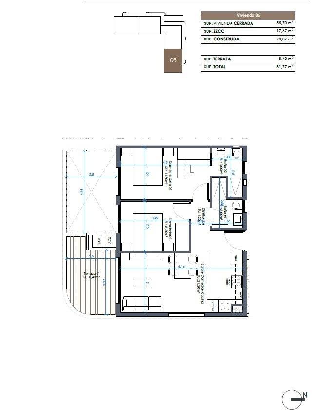 Lägenhet i Guardamar del Segura, Alicante, Spanien 2 sovrum, 73 kvm. Nr. 131423