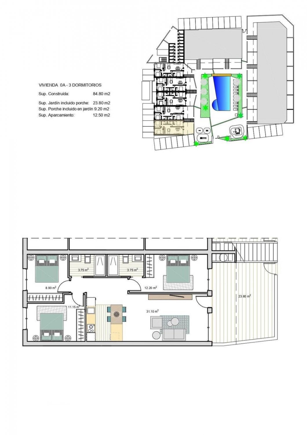 Huoneisto Torre-Pacheco, Murcia, Espanja 3 makuuhuonetta, 80 m2 No. 121134