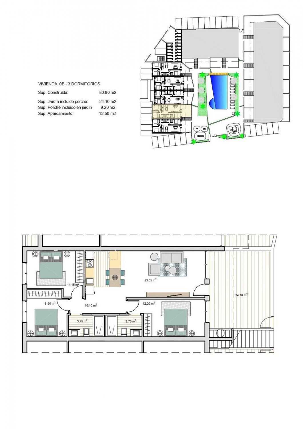 Huoneisto Torre-Pacheco, Murcia, Espanja 3 makuuhuonetta, 80 m2 No. 121134