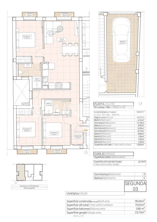 Lägenhet i Alicante, Spanien 3 sovrum, 92 kvm. Nr. 121456