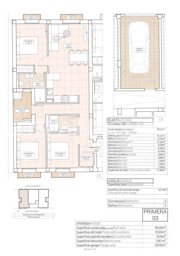Lägenhet i Alicante, Spanien 3 sovrum, 92 kvm. Nr. 121456