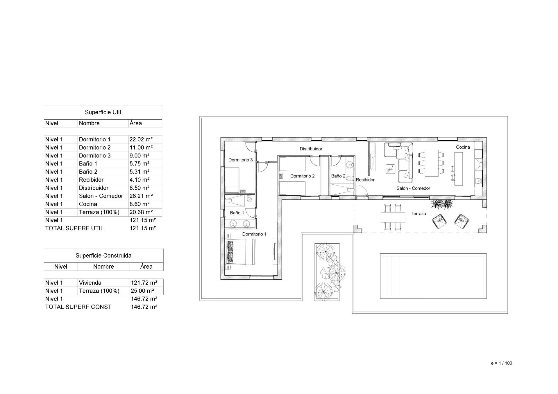 Villa a La Romana, Alicante, Spagna 3 camere da letto, 146 mq. N° 128422