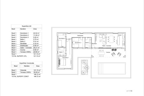 Villa till salu La Romana, Alicante, Spanien 3 sovrum, 146 kvm. Nr. 128422 - foto 8