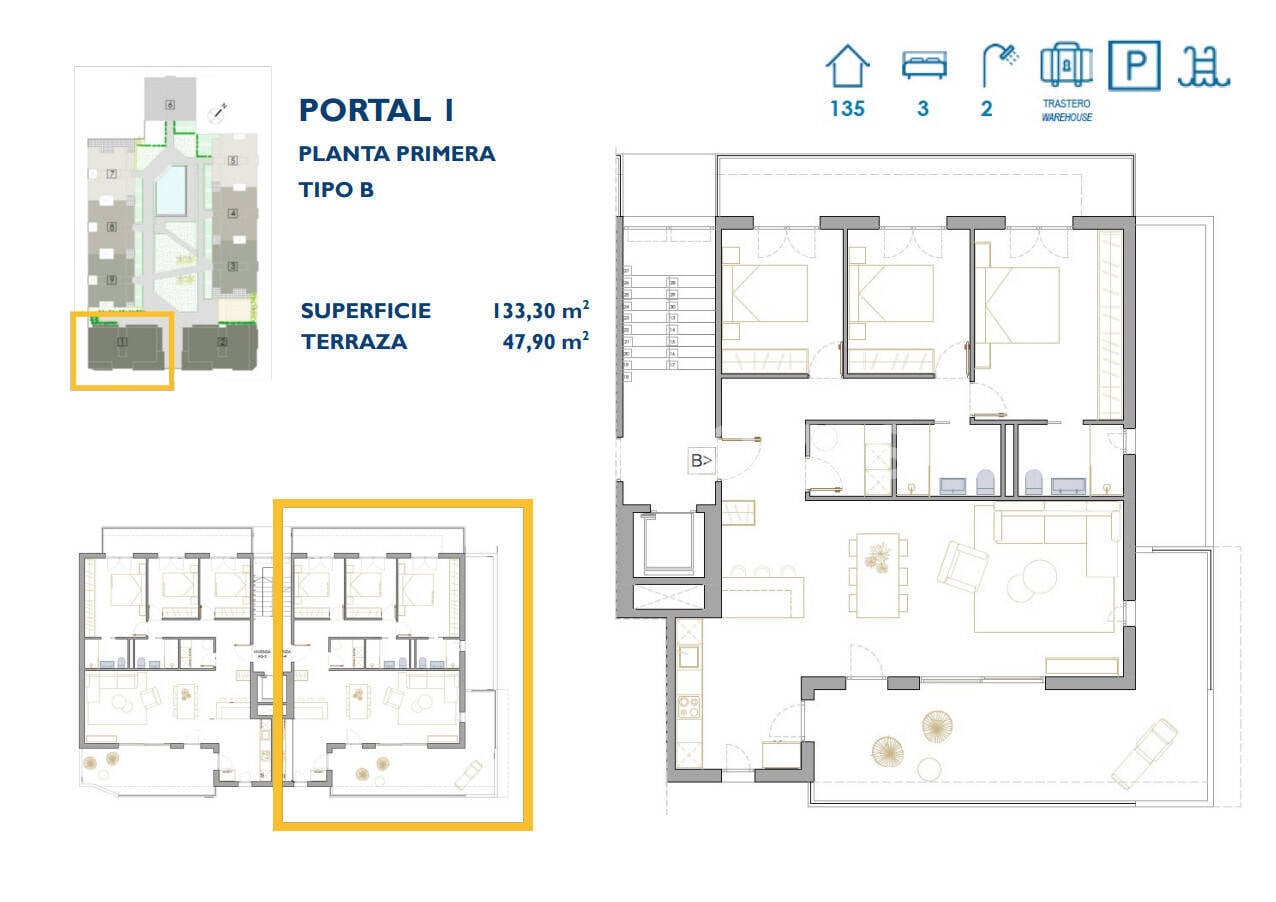 Apartment à San Pedro del Pinatar, Murcia, Espagne 3 chambres, 130 m2 No. 121077