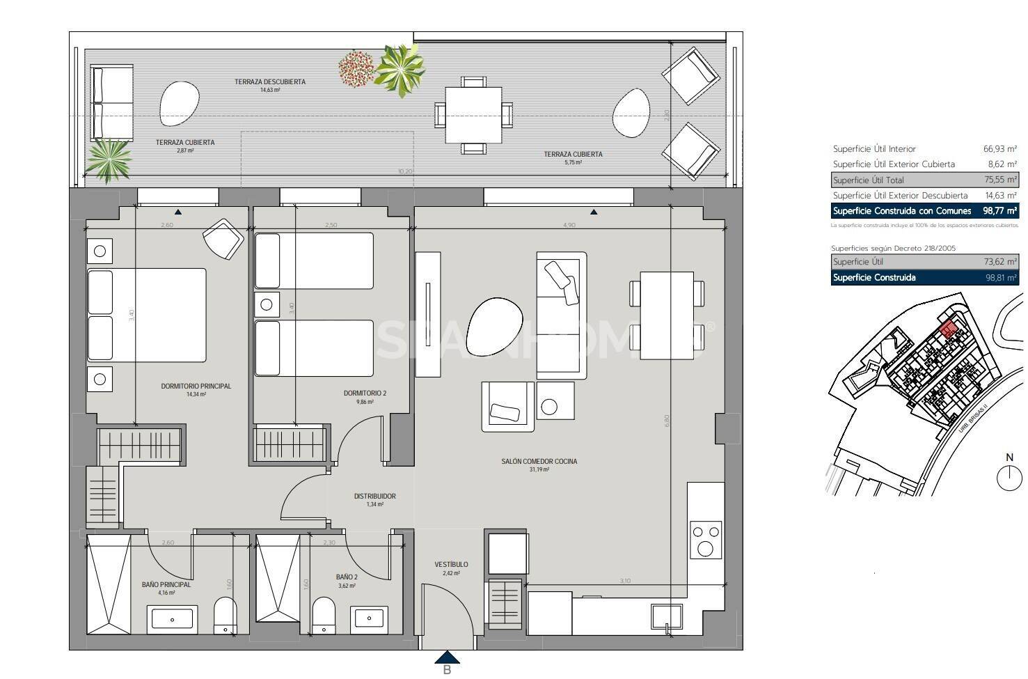 Apartment in Manilva, Malaga, Spain 2 bedrooms, 67 sq.m. No. 121271