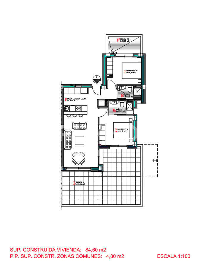Penthäuser in Torrevieja, Alicante, Spanien 2 Schlafzimmer, 87 m2 Nr. 131078