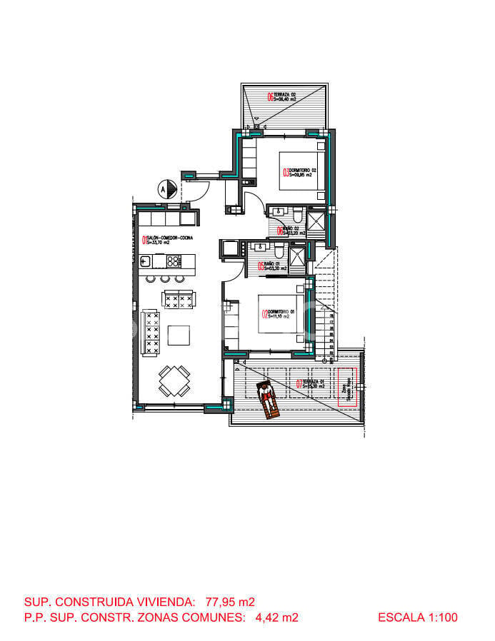 Penthäuser in Torrevieja, Alicante, Spanien 2 Schlafzimmer, 87 m2 Nr. 131078