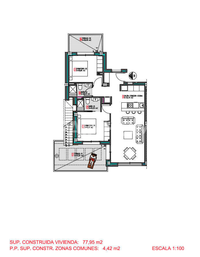 Penthäuser in Torrevieja, Alicante, Spanien 2 Schlafzimmer, 87 m2 Nr. 131078