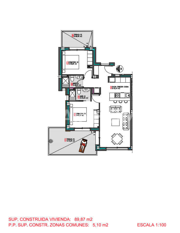 Penthäuser in Torrevieja, Alicante, Spanien 2 Schlafzimmer, 87 m2 Nr. 131078