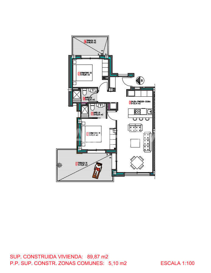 Penthäuser in Torrevieja, Alicante, Spanien 2 Schlafzimmer, 87 m2 Nr. 131078