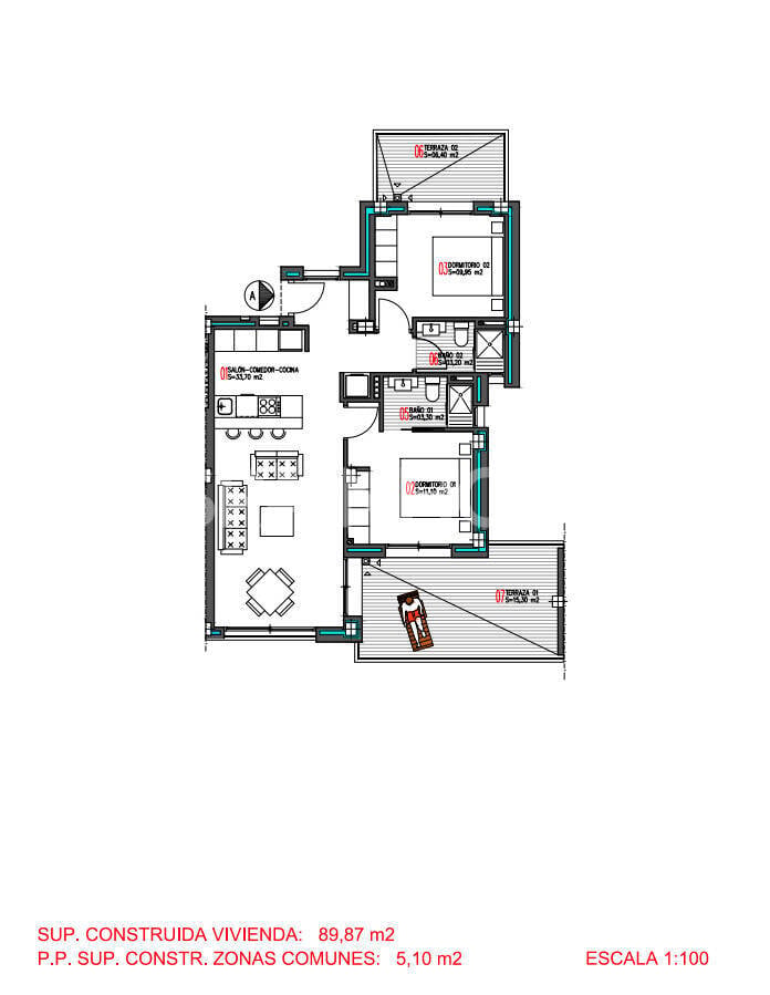 Penthäuser in Torrevieja, Alicante, Spanien 2 Schlafzimmer, 87 m2 Nr. 131078