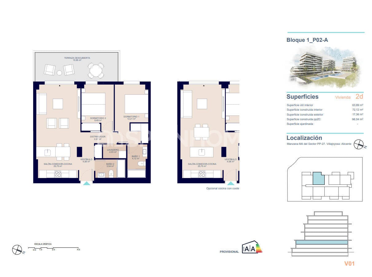 Penthäuser in Villajoyosa, Alicante, Spanien 4 Schlafzimmer, 111 m2 Nr. 132804