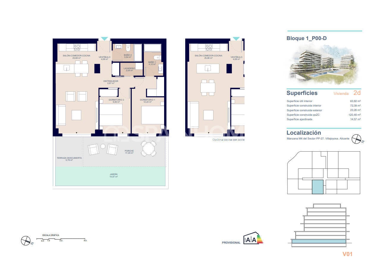 Penthäuser in Villajoyosa, Alicante, Spanien 4 Schlafzimmer, 111 m2 Nr. 132804