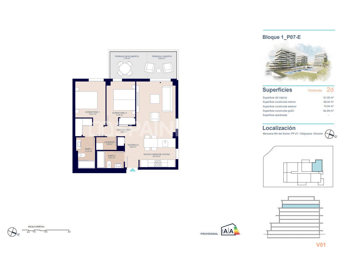 Penthäuser in Villajoyosa, Alicante, Spanien 4 Schlafzimmer, 111 m2 Nr. 132804