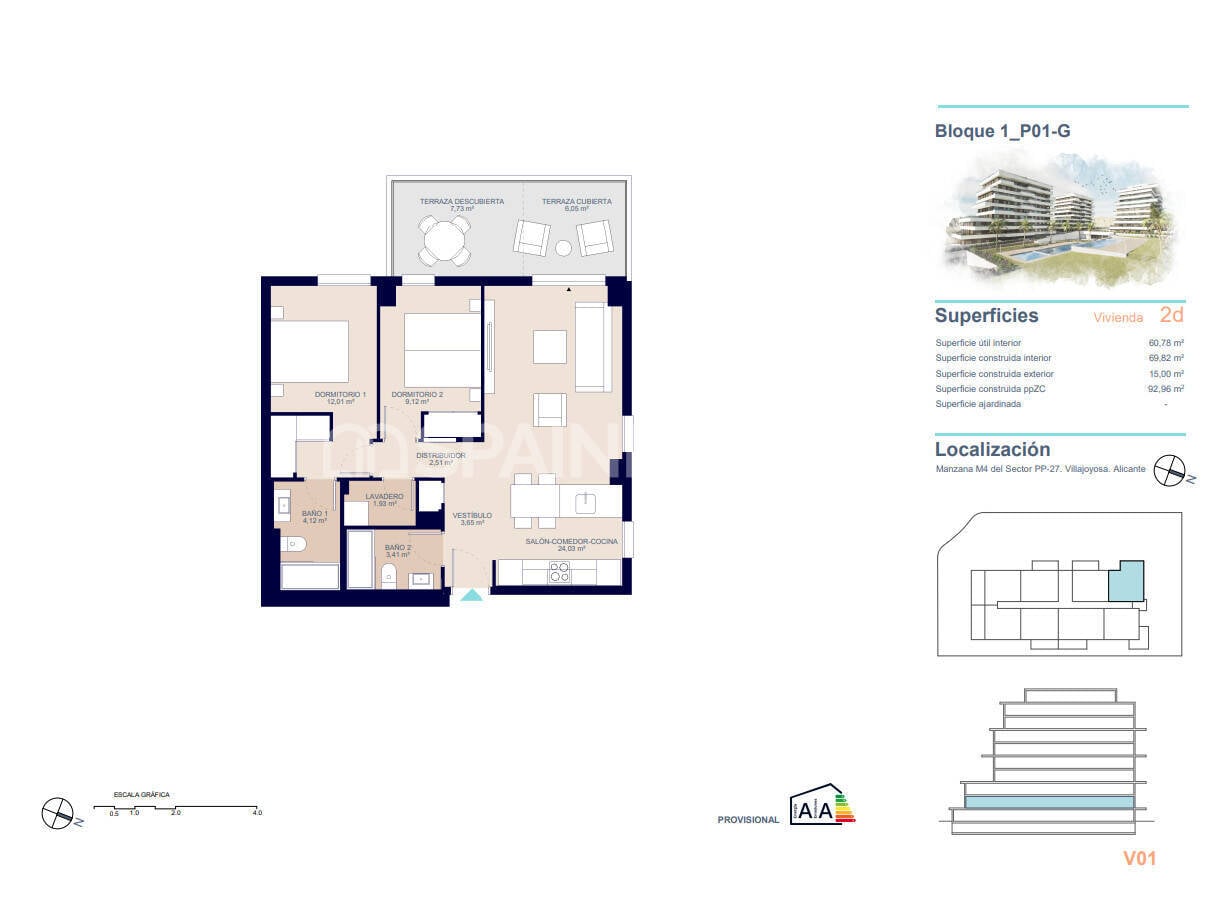 Penthäuser in Villajoyosa, Alicante, Spanien 4 Schlafzimmer, 111 m2 Nr. 132804