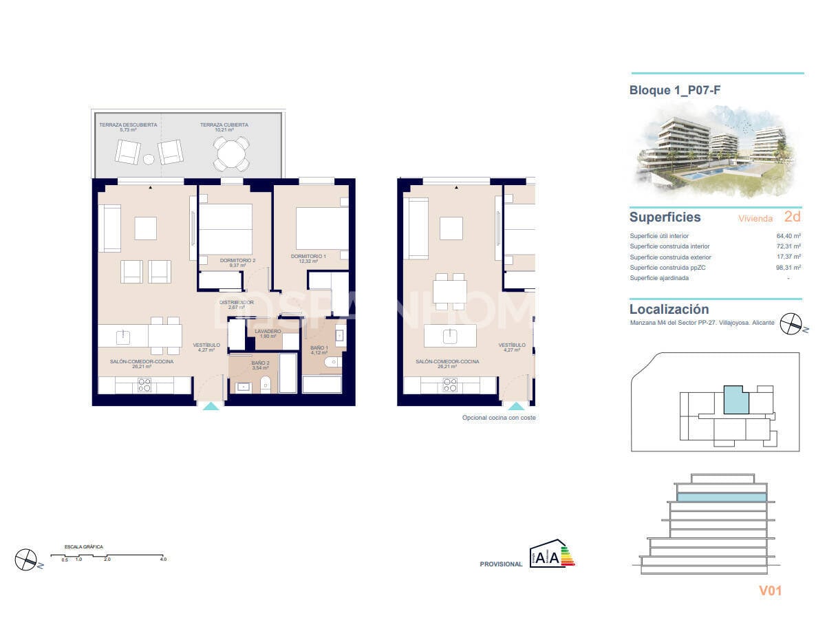 Penthäuser in Villajoyosa, Alicante, Spanien 4 Schlafzimmer, 111 m2 Nr. 132804