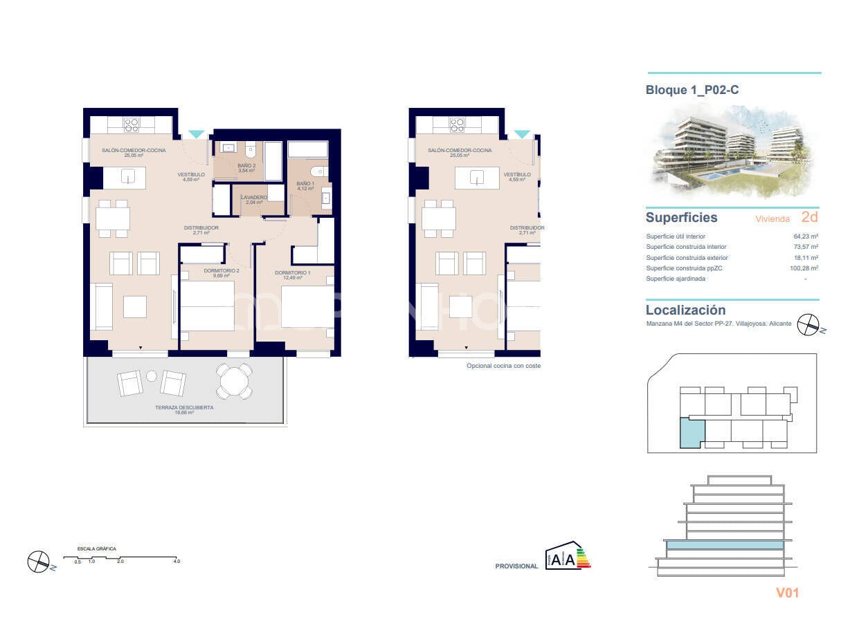 Penthäuser in Villajoyosa, Alicante, Spanien 4 Schlafzimmer, 111 m2 Nr. 132804
