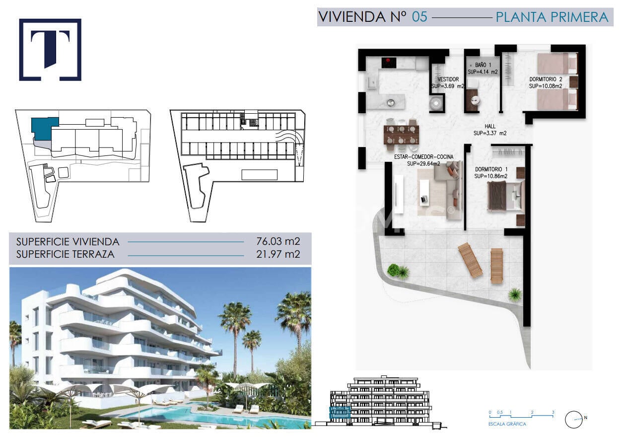 Appartamento a Pilar de la Horadada, Alicante, Spagna 2 camere da letto, 70 mq. N° 131147