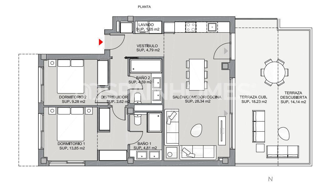 Kattohuoneisto Mijas, Malaga, Espanja 2 makuuhuonetta, 176 m2 No. 131184