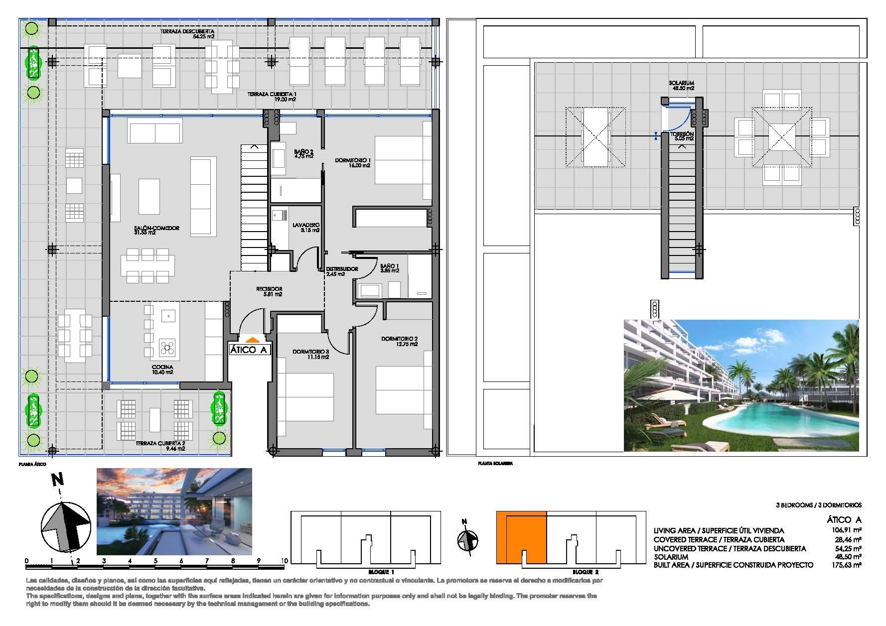 Penthäuser in Mar De Cristal, Murcia, Spanien 3 Schlafzimmer, 175 m2 Nr. 128435