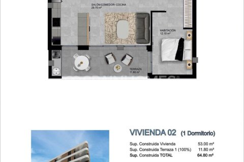 Kattohuoneisto myytävänä Santa Pola, Alicante, Espanja, 2 makuuhuonetta, 83 m2 No. 131217 - kuva 13