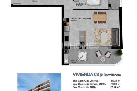 Kattohuoneisto myytävänä Santa Pola, Alicante, Espanja, 2 makuuhuonetta, 83 m2 No. 131217 - kuva 15