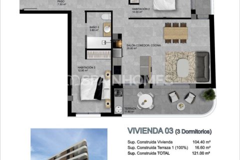 Kattohuoneisto myytävänä Santa Pola, Alicante, Espanja, 2 makuuhuonetta, 83 m2 No. 131217 - kuva 16