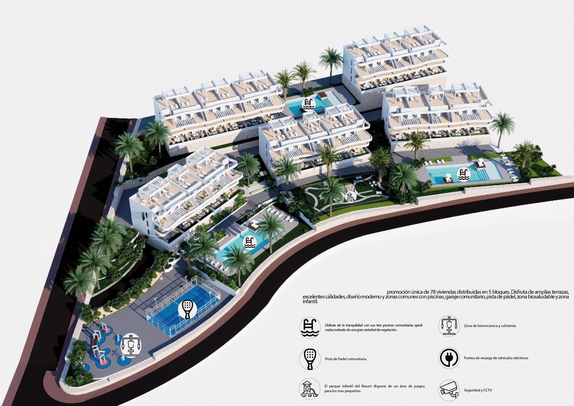 Квартира в Финестрат, Аликанте, Испания 2 спальни, 68м2 №131441