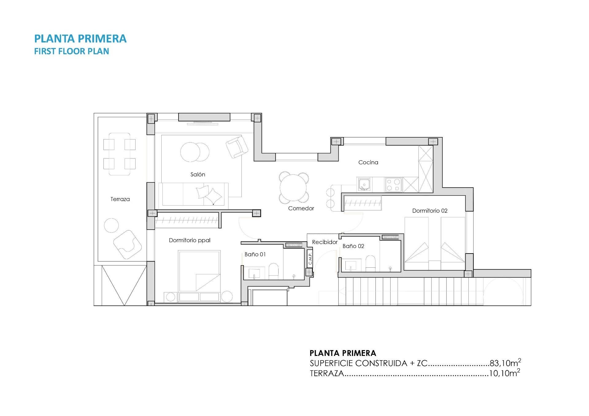 Apartment à Santa Rosalia, Murcia, Espagne 2 chambres, 83 m2 No. 131370