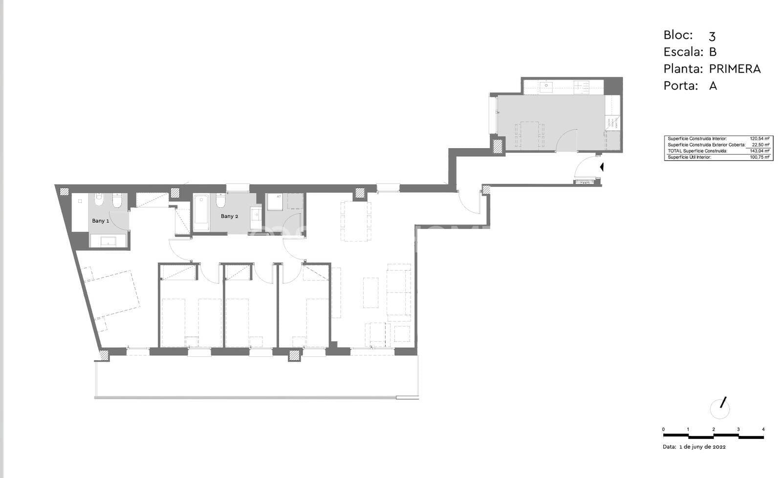 Huoneisto Badalona, Barcelona, Espanja 3 makuuhuonetta, 74 m2 No. 120633
