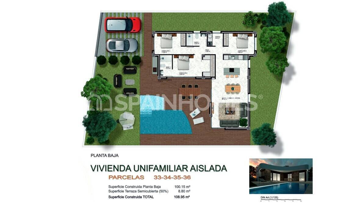 Villa à Los Montesinos, Alicante, Espagne 3 chambres, 108 m2 No. 132727