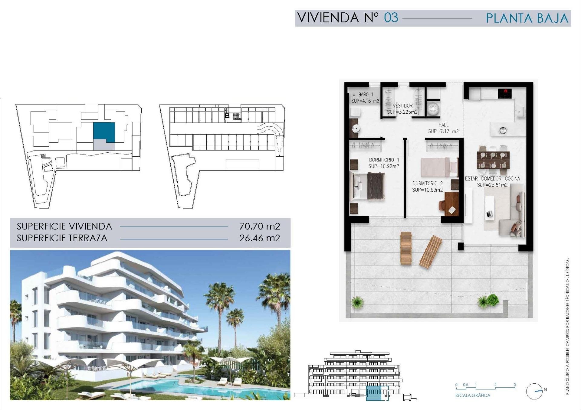 Apartment à Mil Palmeras, Alicante, Espagne 2 chambres, 70 m2 No. 131408
